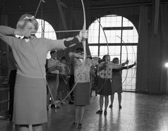 Women practice archery