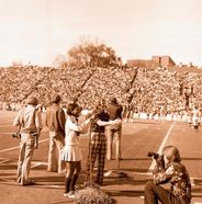 Sideline action at old Mountaineer Field