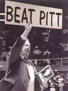 Jack Fleming holds "Beat Pitt" sign