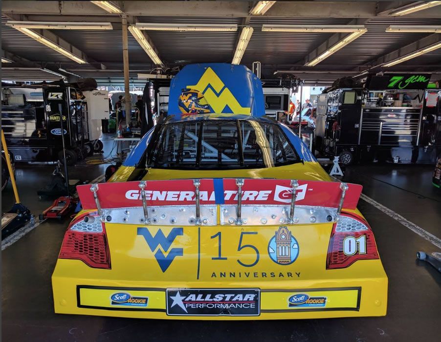 WVU 150 logo on Travis Braden's race car