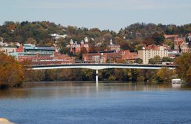 Westover Bridge and Monongahela River with campus in the background