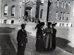 Early 1900s students walking